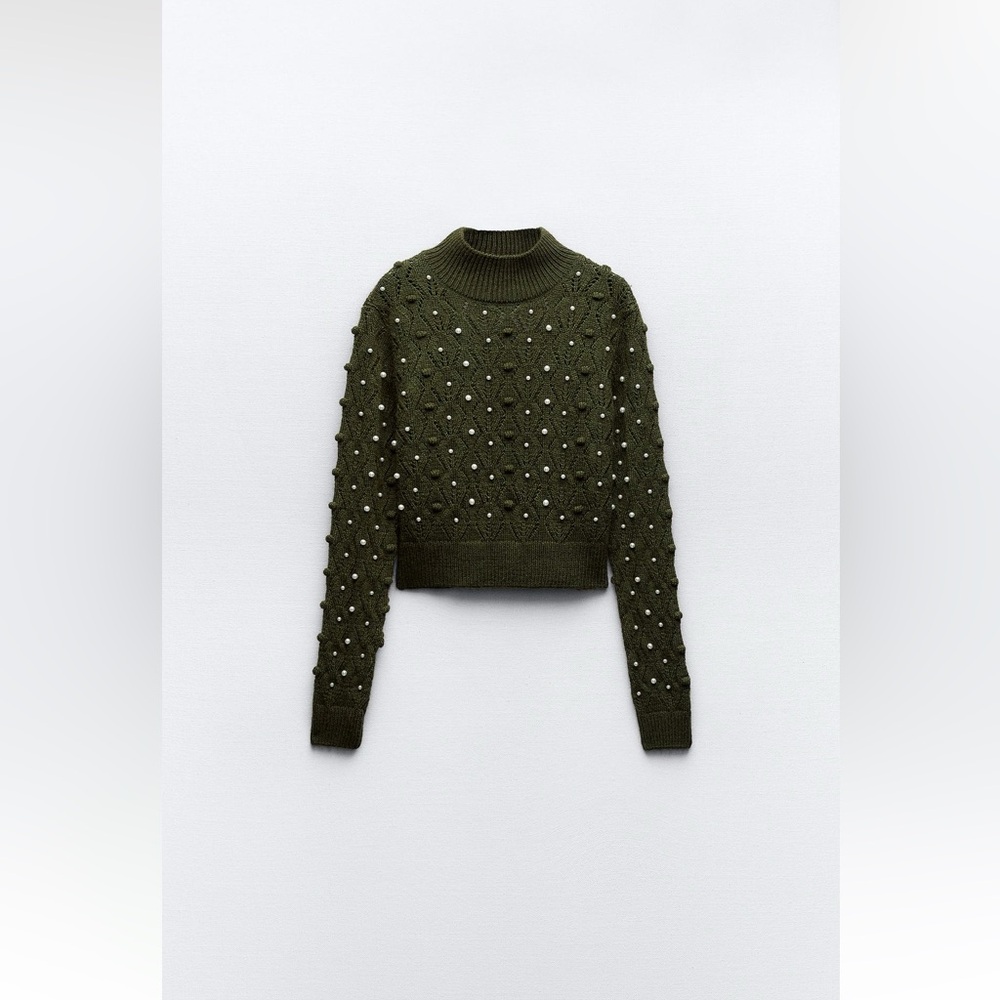 KNIT OPEN BACK PEARLY SWEATER - Picture 8 of 11